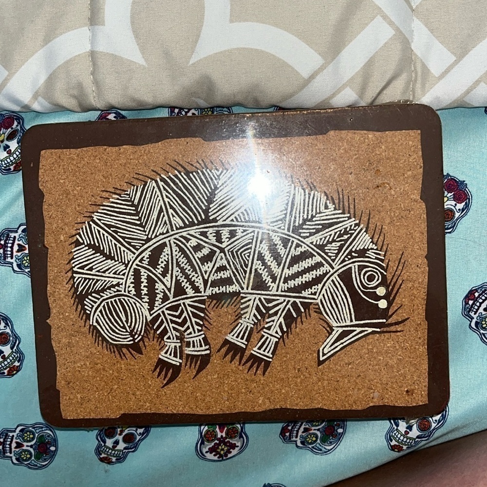 Aboriginal Pressed Cork Hand Painting F.A.P. Melbourne new in wrap.  Vintage